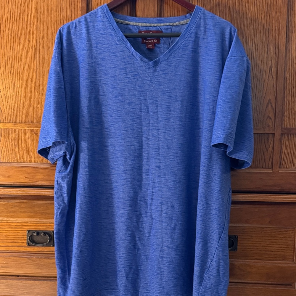 Paulo Solari Blue Modern Fit V-neck Short Sleeve Tee Performance Shirt